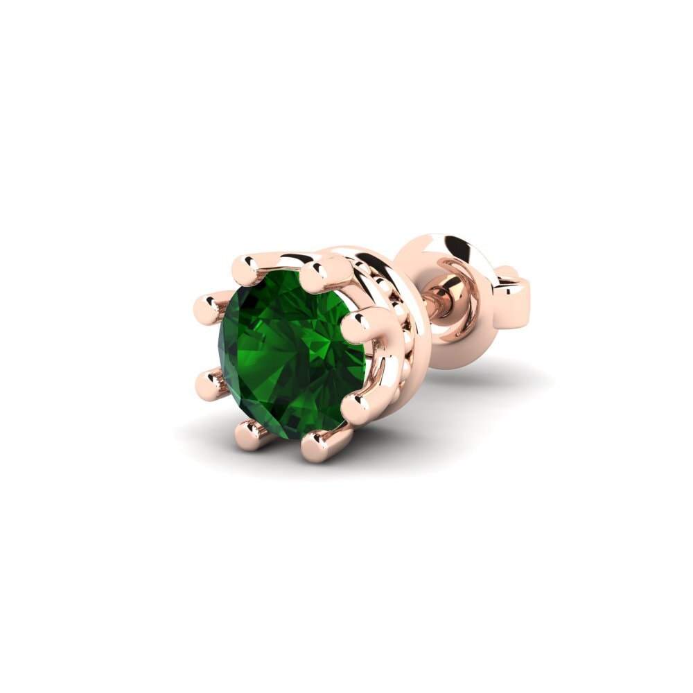 585 Červené zlato Zelený turmalín Men's Earring Kmetov 0.5 ct
