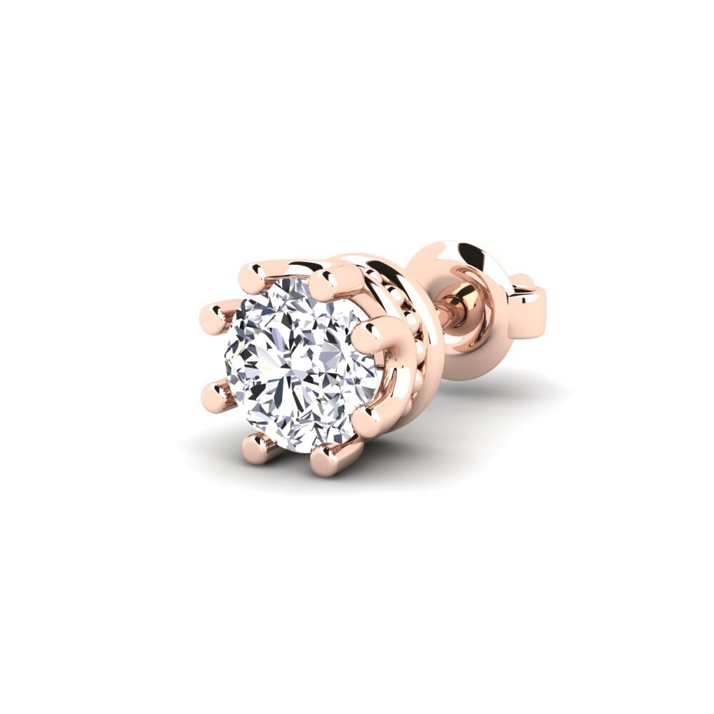 9k Oro Rosa Diamante cultivado en laboratorio Men's Earring Kmetov 0.5 ct