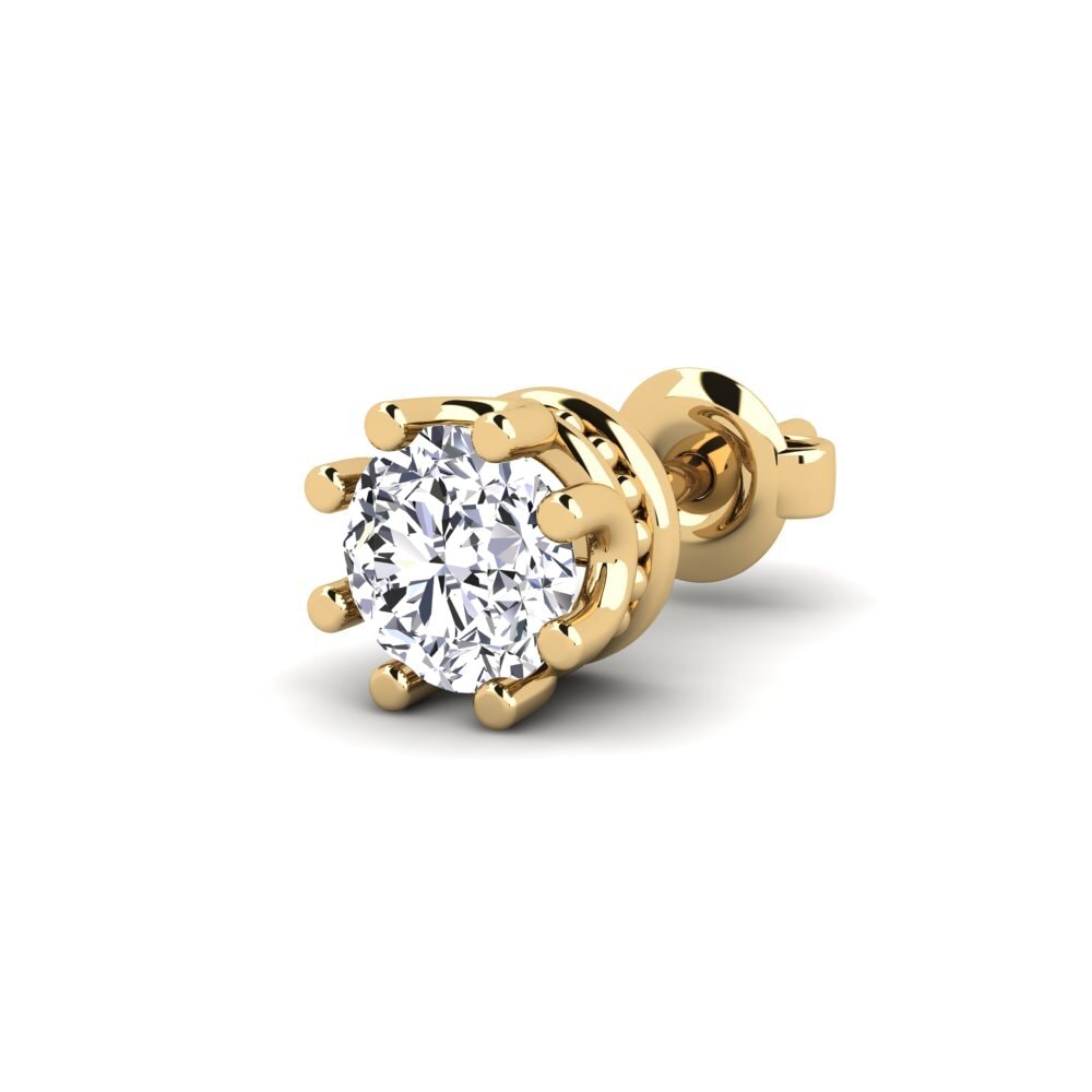 Żółte Złoto 585 Diament Laboratoryjny Men's Earring Kmetov 0.5 ct