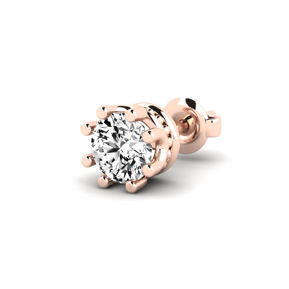 9k Oro Rosa Moissanita Men's Earring Kmetov 0.5 ct