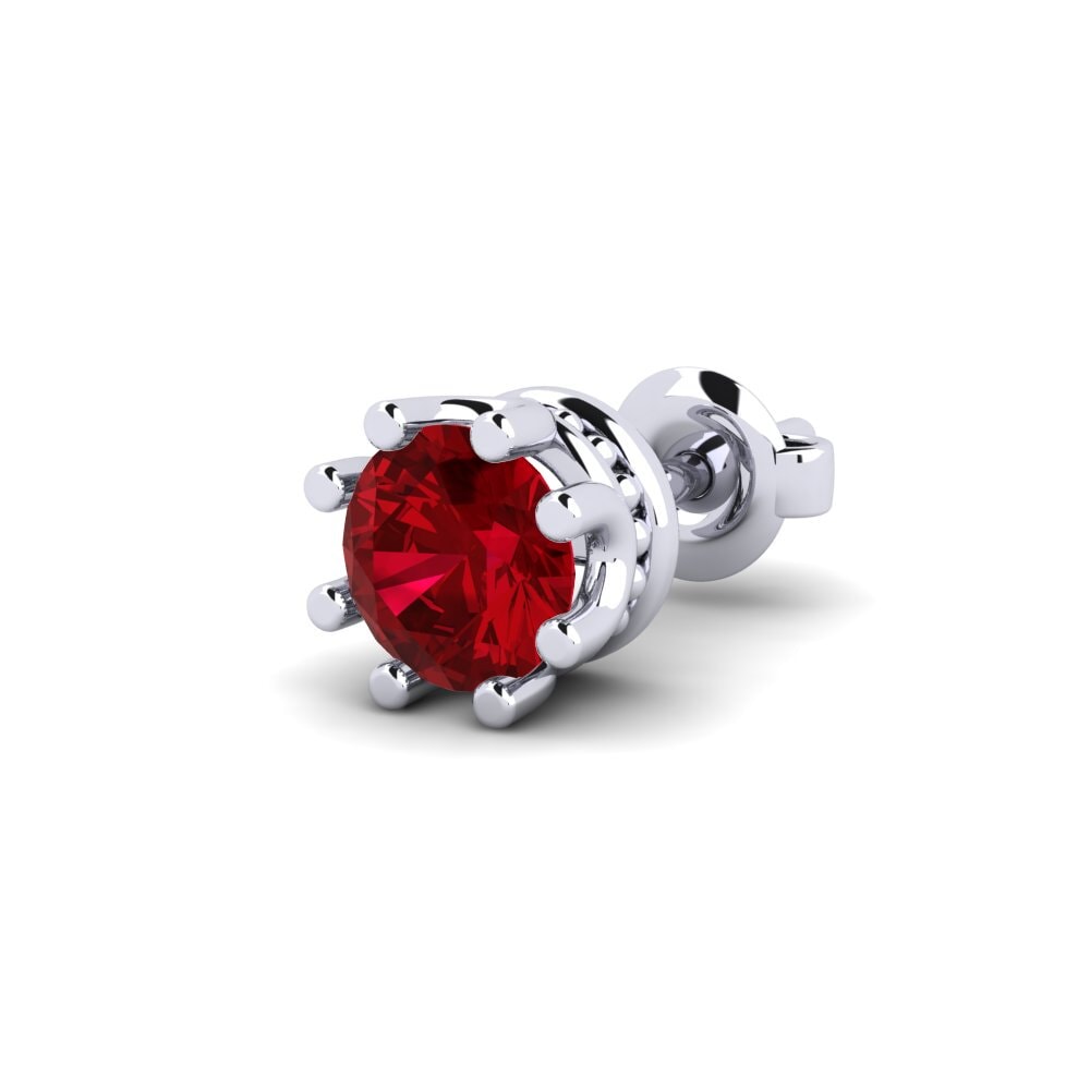 Red Zirconia Men's Earring Kmetov 0.5 ct