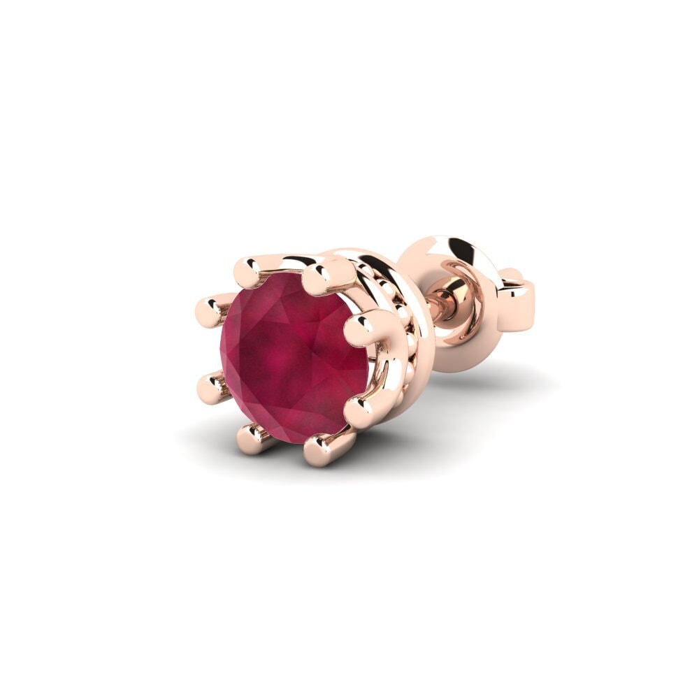 14K Rose Gold Ruby Men's Earring Kmetov 0.5 ct