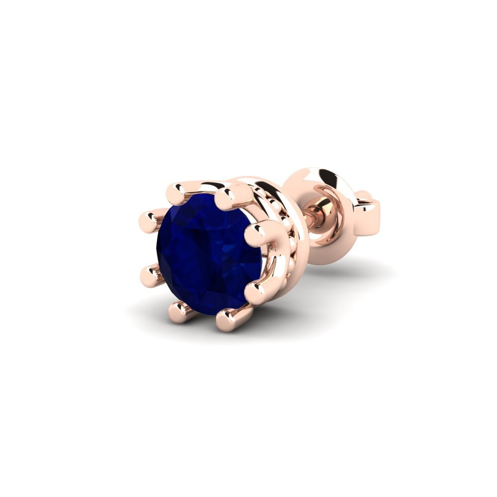 14ct Rose Gold Sapphire Men's Earring Kmetov 0.5 ct