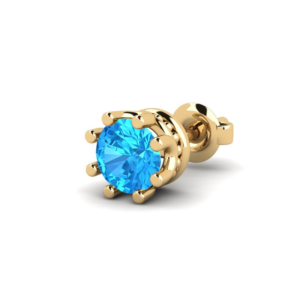 14k Oro Amarillo Topacio azul Men's Earring Kmetov 0.5 ct