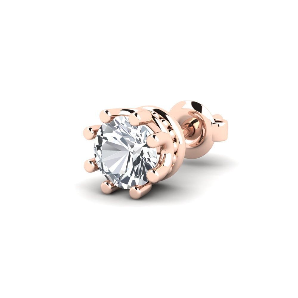 585 Červené zlato Bílý zirkon Men's Earring Kmetov 0.5 ct