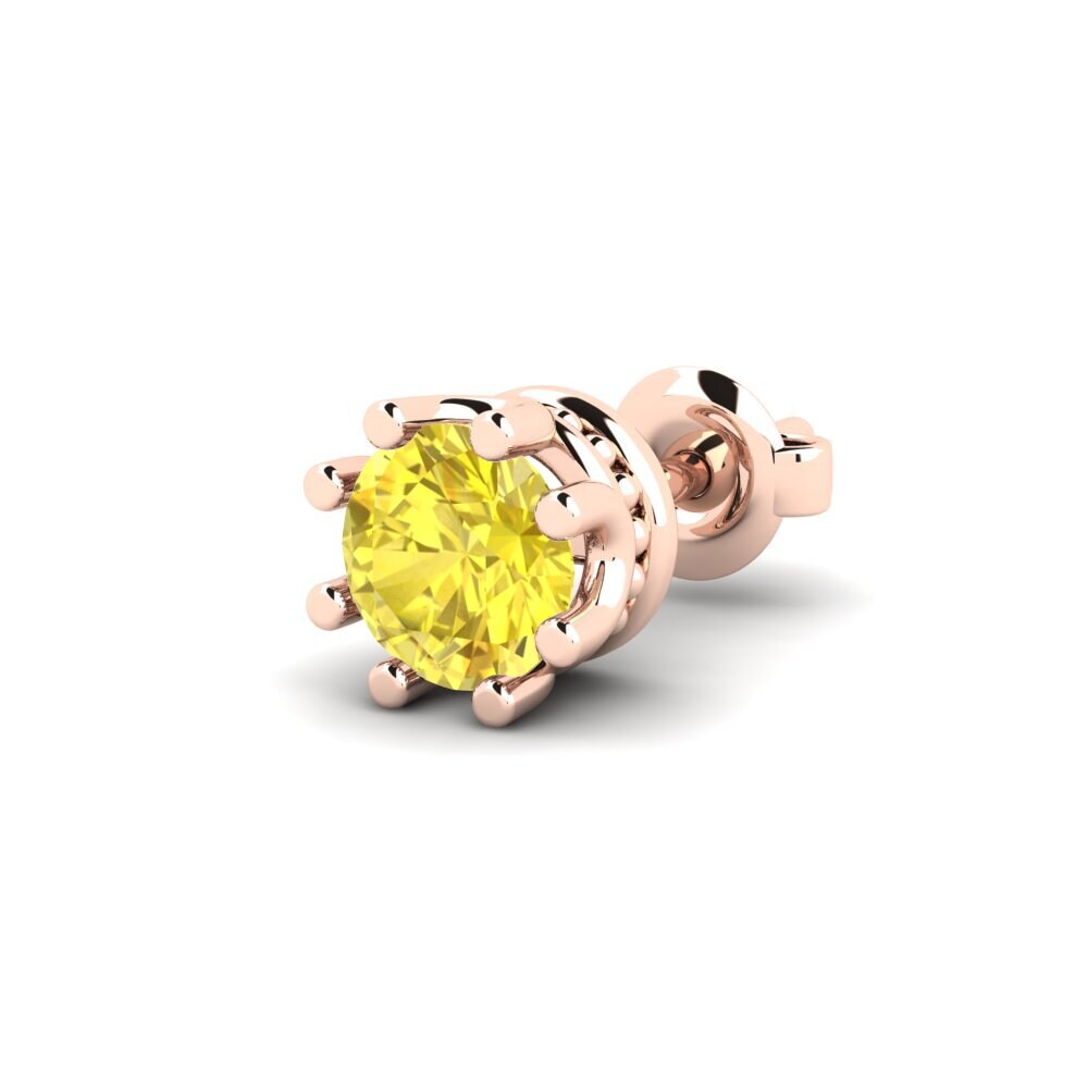 9ct Rose Gold Yellow Sapphire Men's Earring Kmetov 0.5 ct