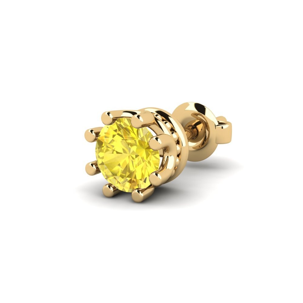 14ct Yellow Gold Yellow Sapphire Men's Earring Kmetov 0.5 ct