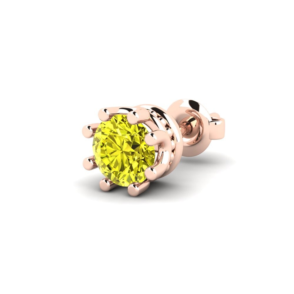 14ct Rose Gold Yellow Diamond Men's Earring Kmetov 0.5 ct