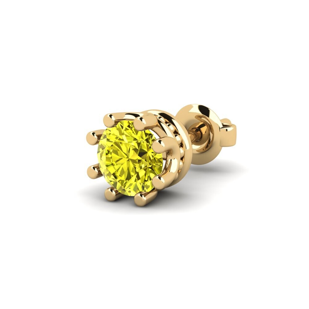 14ct Yellow Gold Yellow Diamond Men's Earring Kmetov 0.5 ct