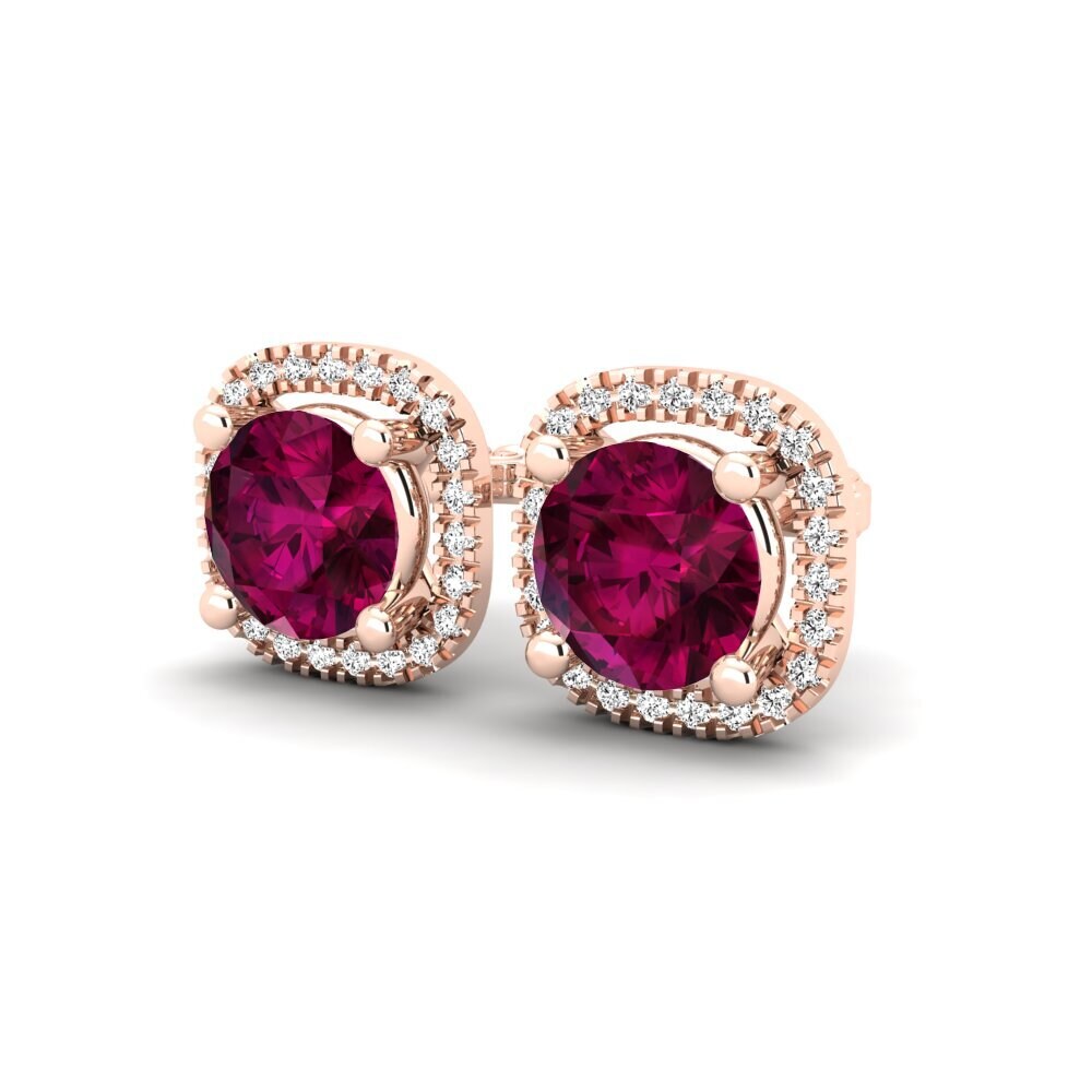 14k Oro Rosa Granate Rhodolite Pendiente de mujer Knapp