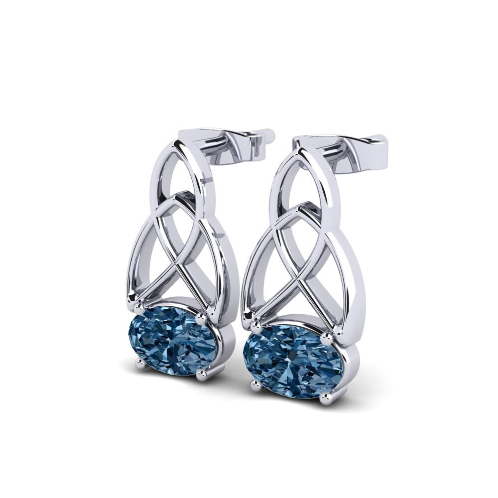 Ovalado Diamante Azul Pendiente de mujer Knuckles