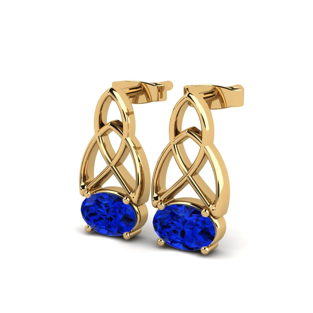 14ct Yellow Gold Sapphire (Lab Created) Women's Earring Knuckles