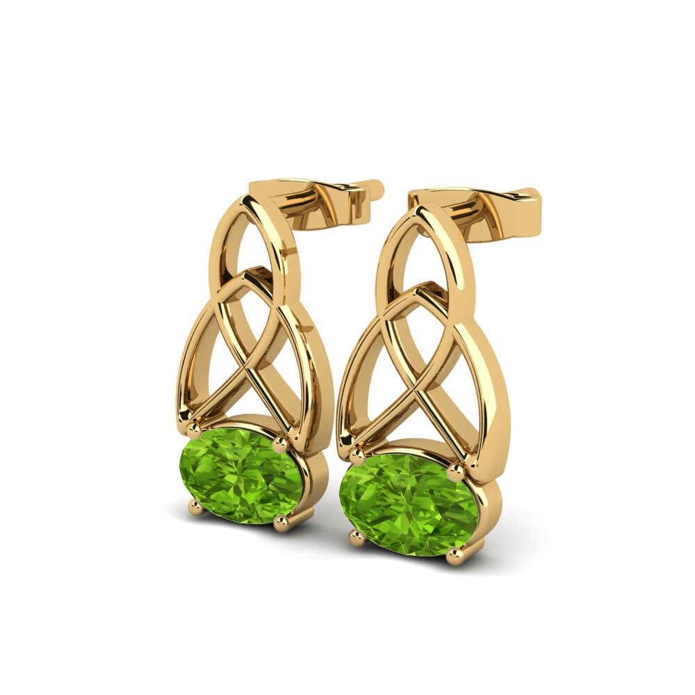 14ct Yellow Gold Peridot Women's Earring Knuckles