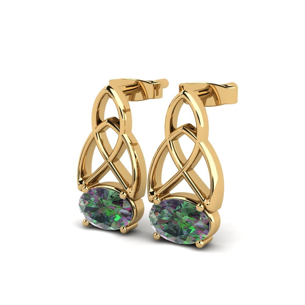 14ct Yellow Gold Mystic Topaz Women's Earring Knuckles