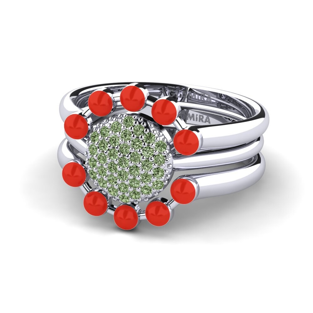 Grüner Diamant Stapelbarer Ring Koffer F