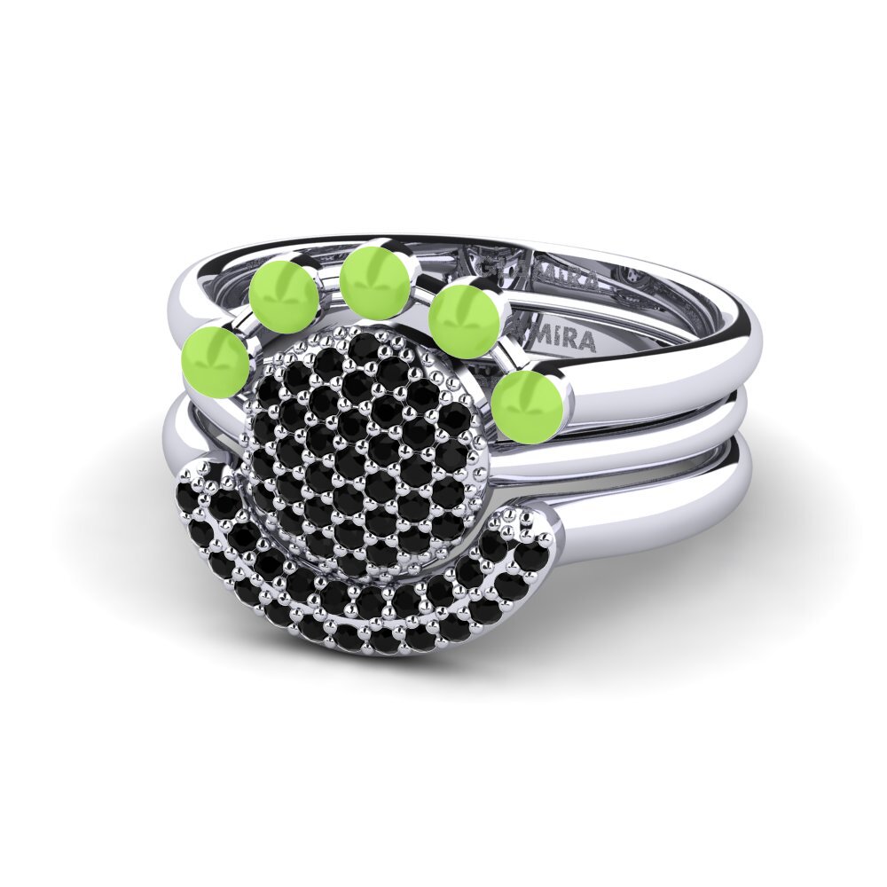 Schwarzer Saphir Stapelbarer Ring Koffer G