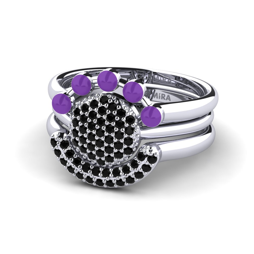Zafiro negro Anillo apilable Koffer G