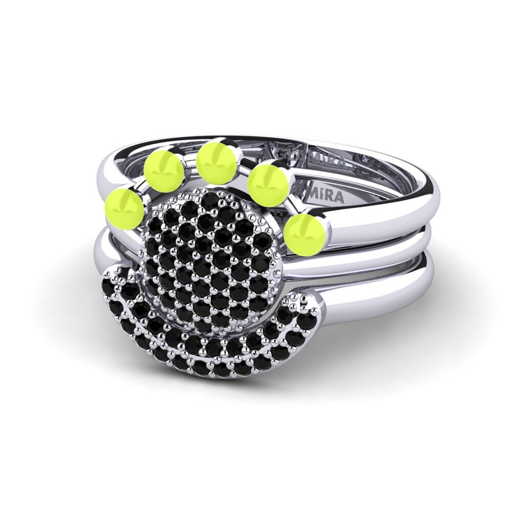 Schwarzer Diamant Stapelbarer Ring Koffer G