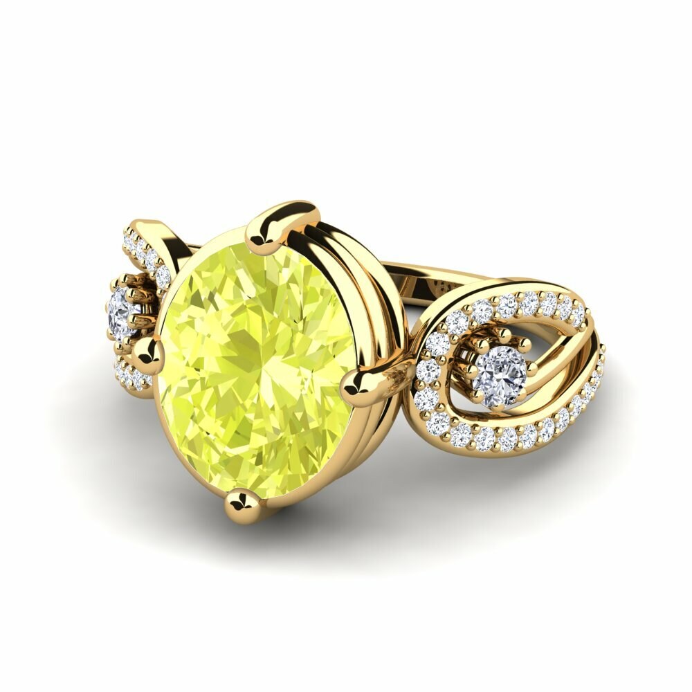 Bagues Or Jaune 14k Quartz Citron Exclusif