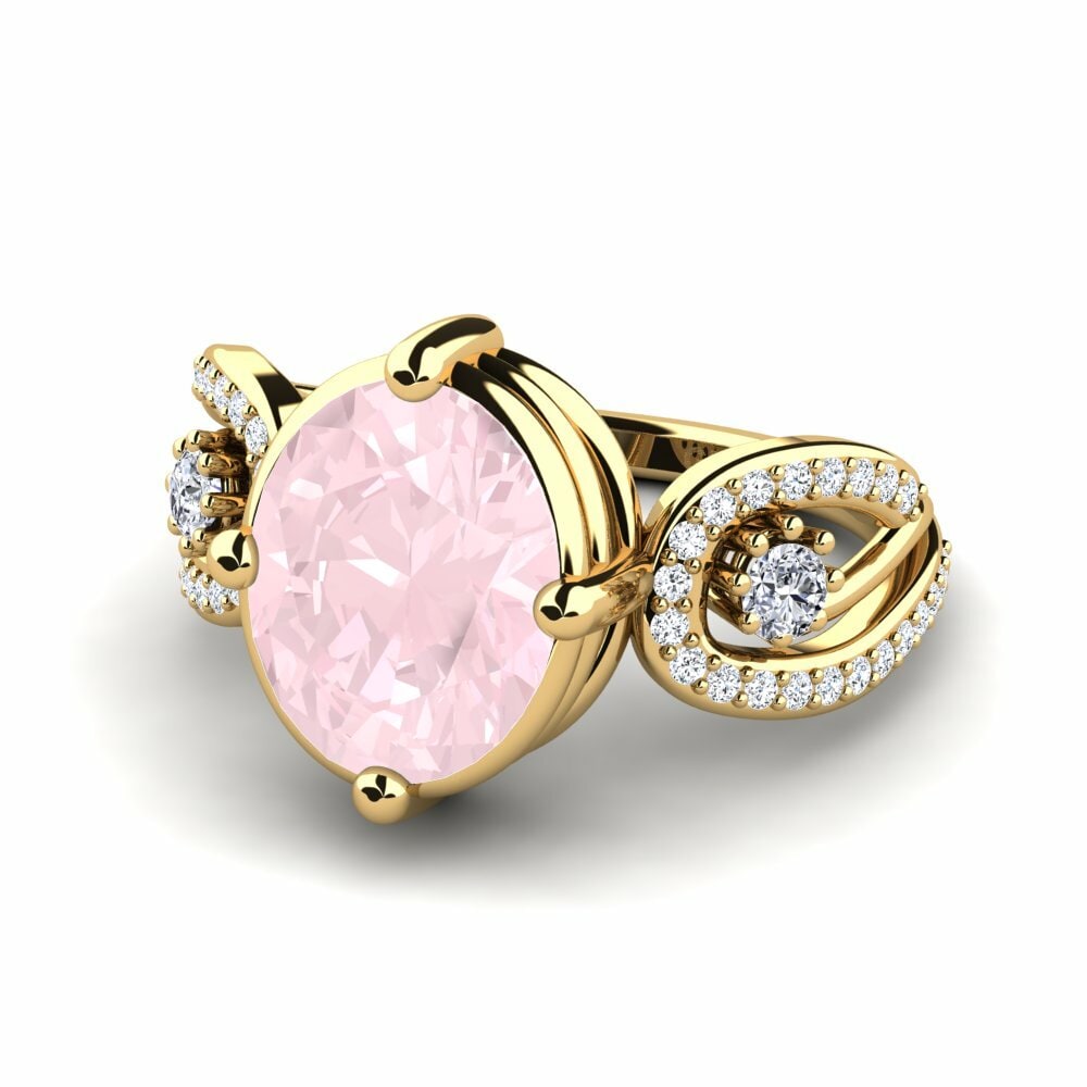 Bagues Or Jaune 18k Quartz Rose Exclusif