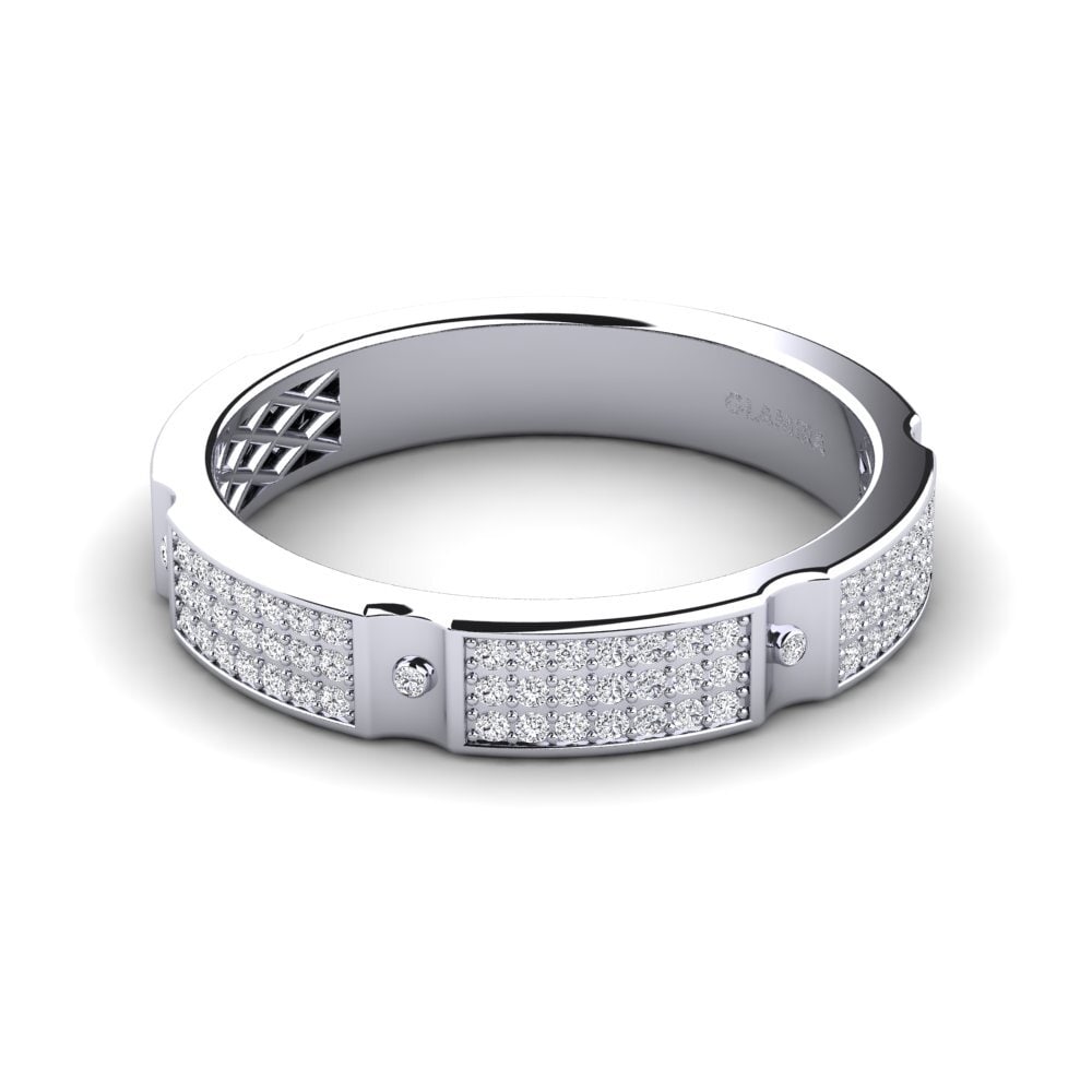 14k Oro Blanco Diamante Anillo de Hombre Komala