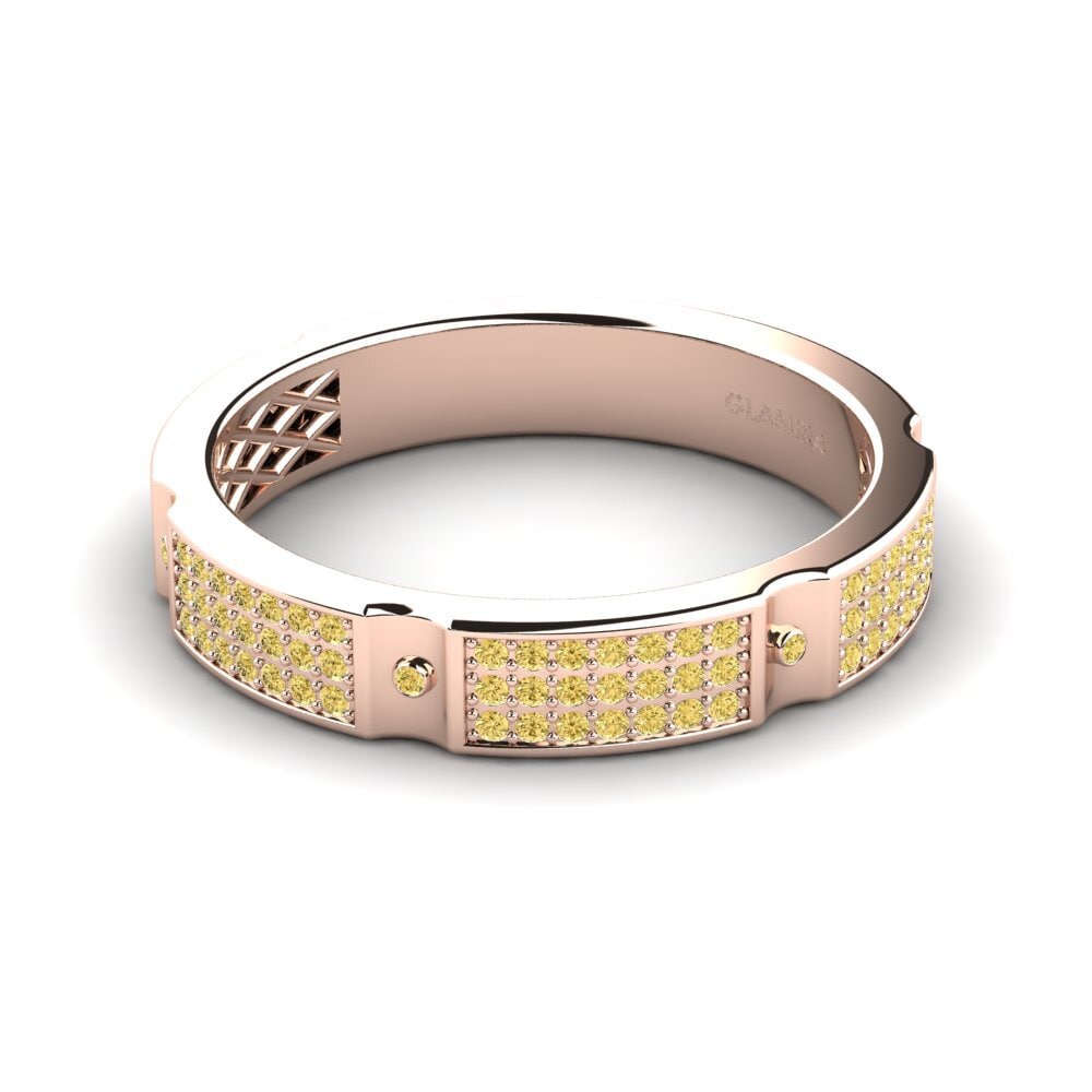 Oro Rosso 750 Diamante Giallo Anello da uomo Komala