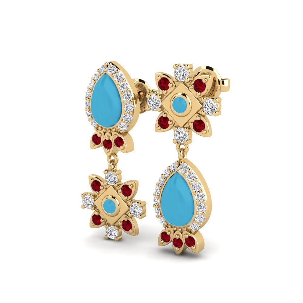 Đá Zirconia Đỏ Bông tai nữ Konkavan