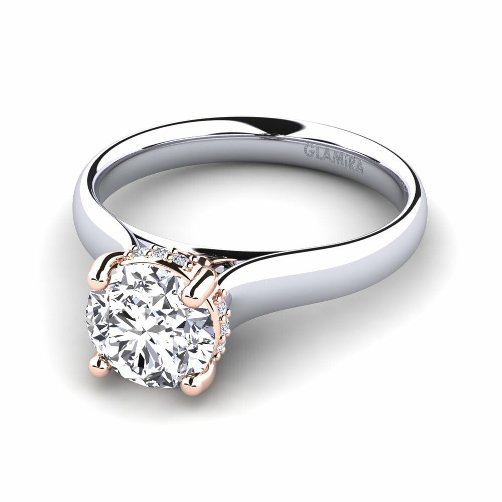 Design Solitaire 18k White & Rose Gold Engagement Rings