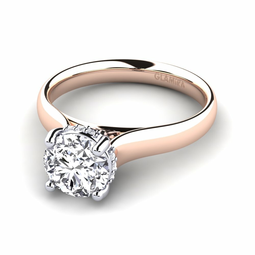 Bagues Or Rose& Blanc 14k Diamant De Synthèse Créations Solitaires