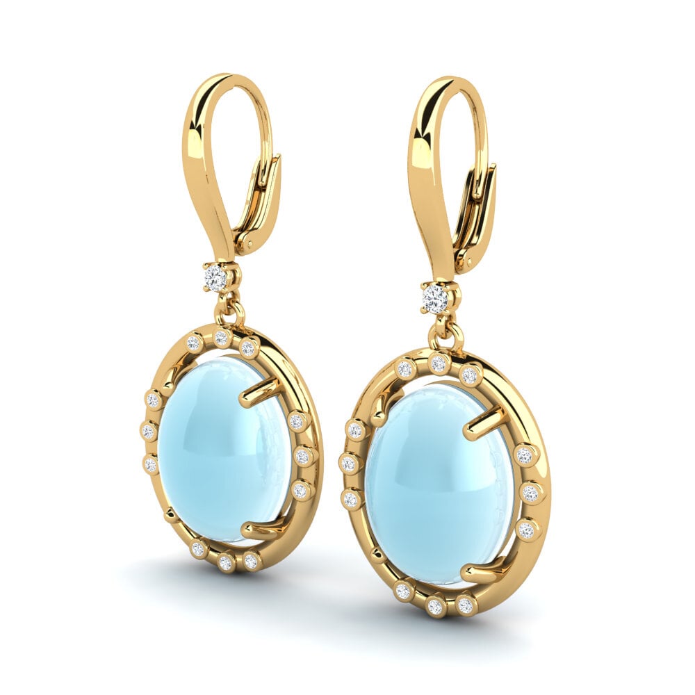 Đá Cabochon Aquamarine Bông tai nữ Korbenis