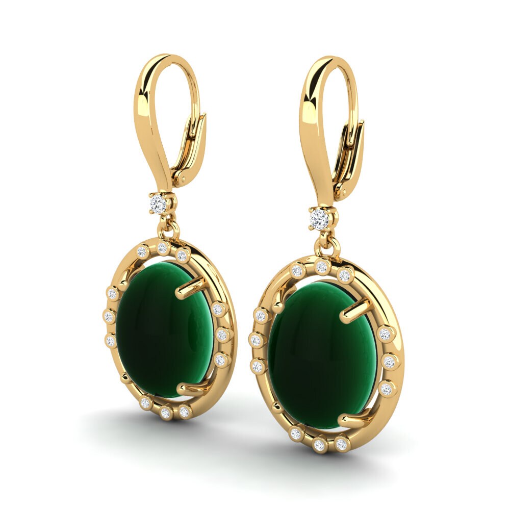 Đá Cabochon Ngọc Lục Bảo Bông tai nữ Korbenis