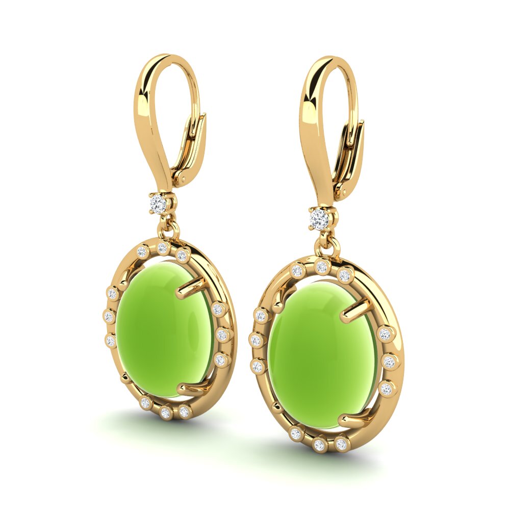 Péridot Cabochon Boucle d'oreille femme Korbenis