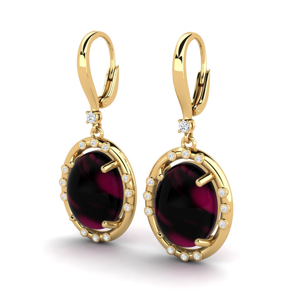 Đá Cabochon Rhodolite Bông tai nữ Korbenis