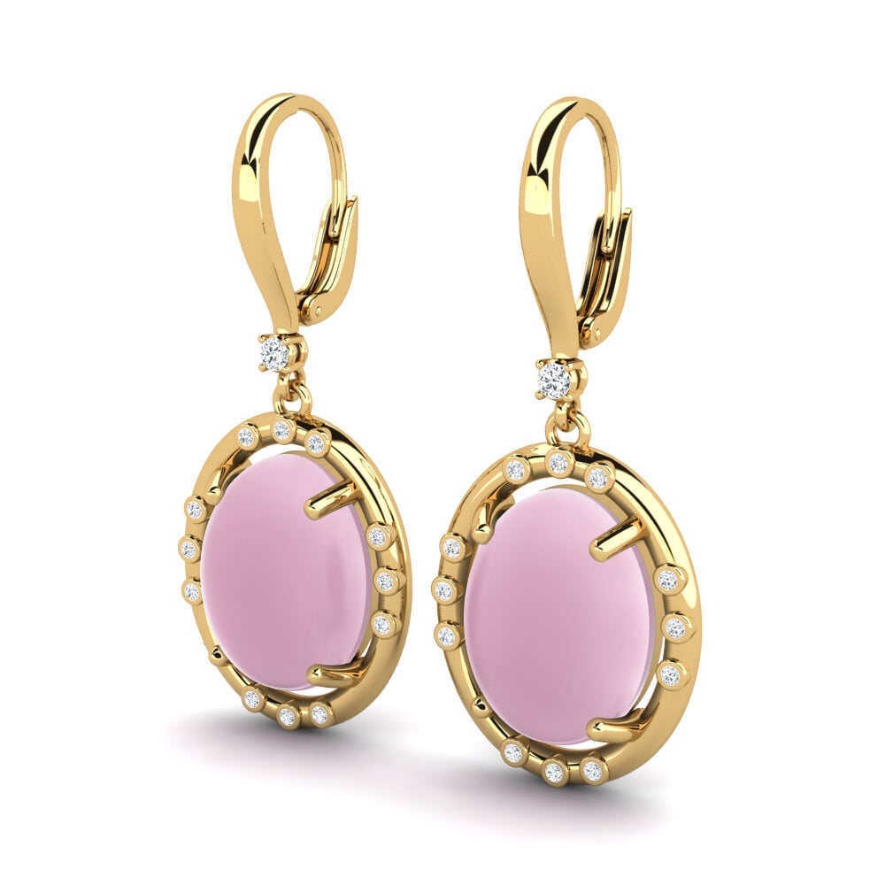Đá Cabochon Thạch Anh Hồng Bông tai nữ Korbenis