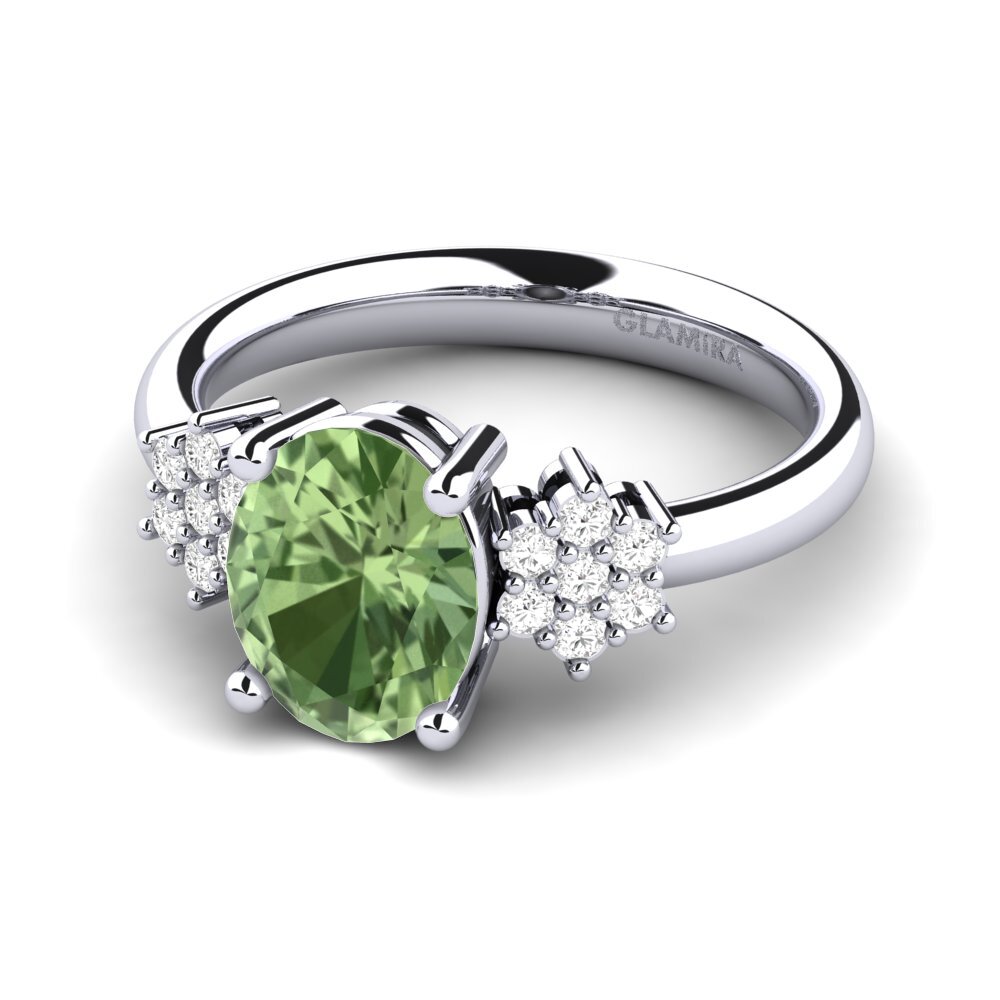 Zafiro Verde Anillo de compromiso Kornelia