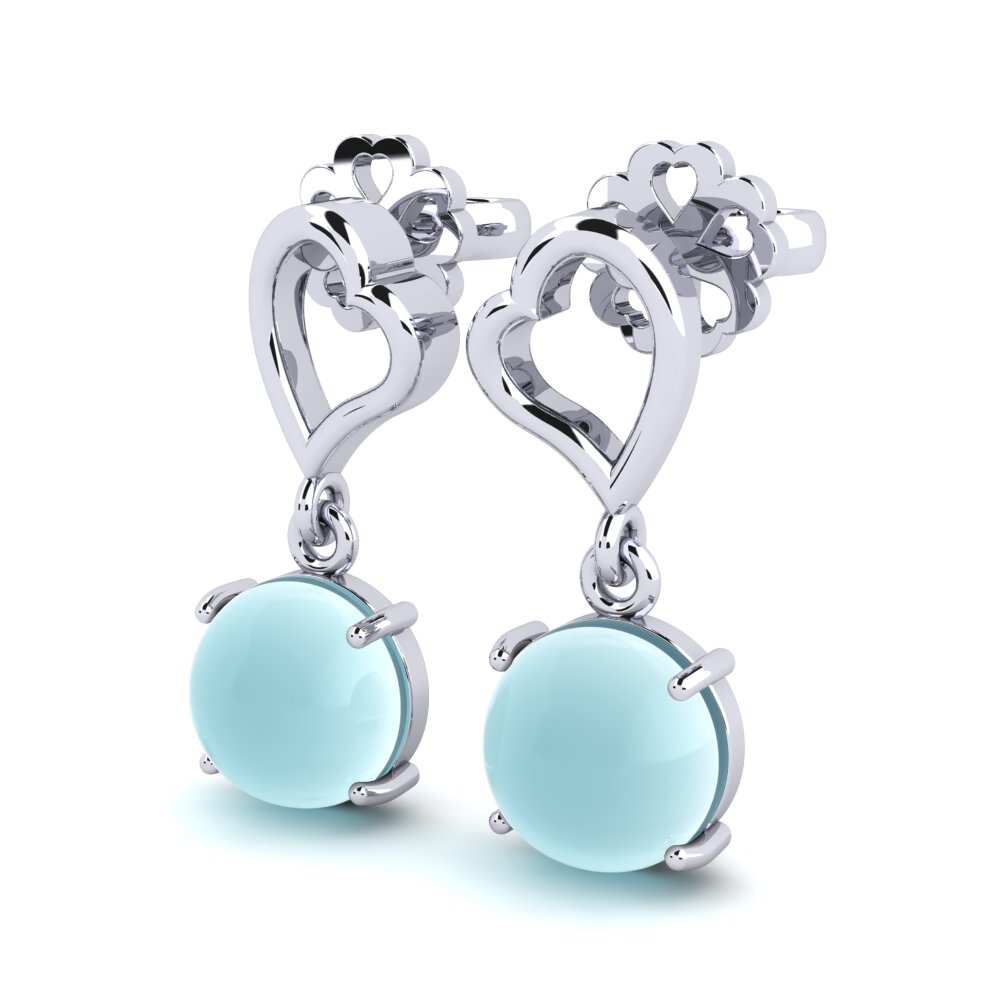 Palladium 950 Aigue-marine Cabochon Boucle d'oreille femme Kostenka