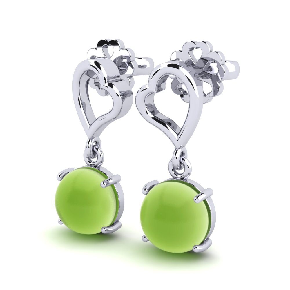 Palladium 950 Péridot Cabochon Boucle d'oreille femme Kostenka