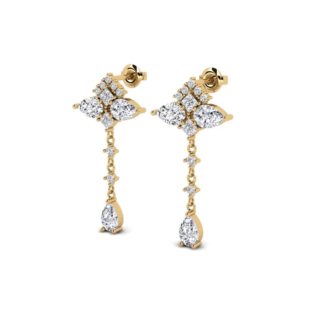 14k Oro Amarillo Pera Pendiente de mujer Kounoupoi