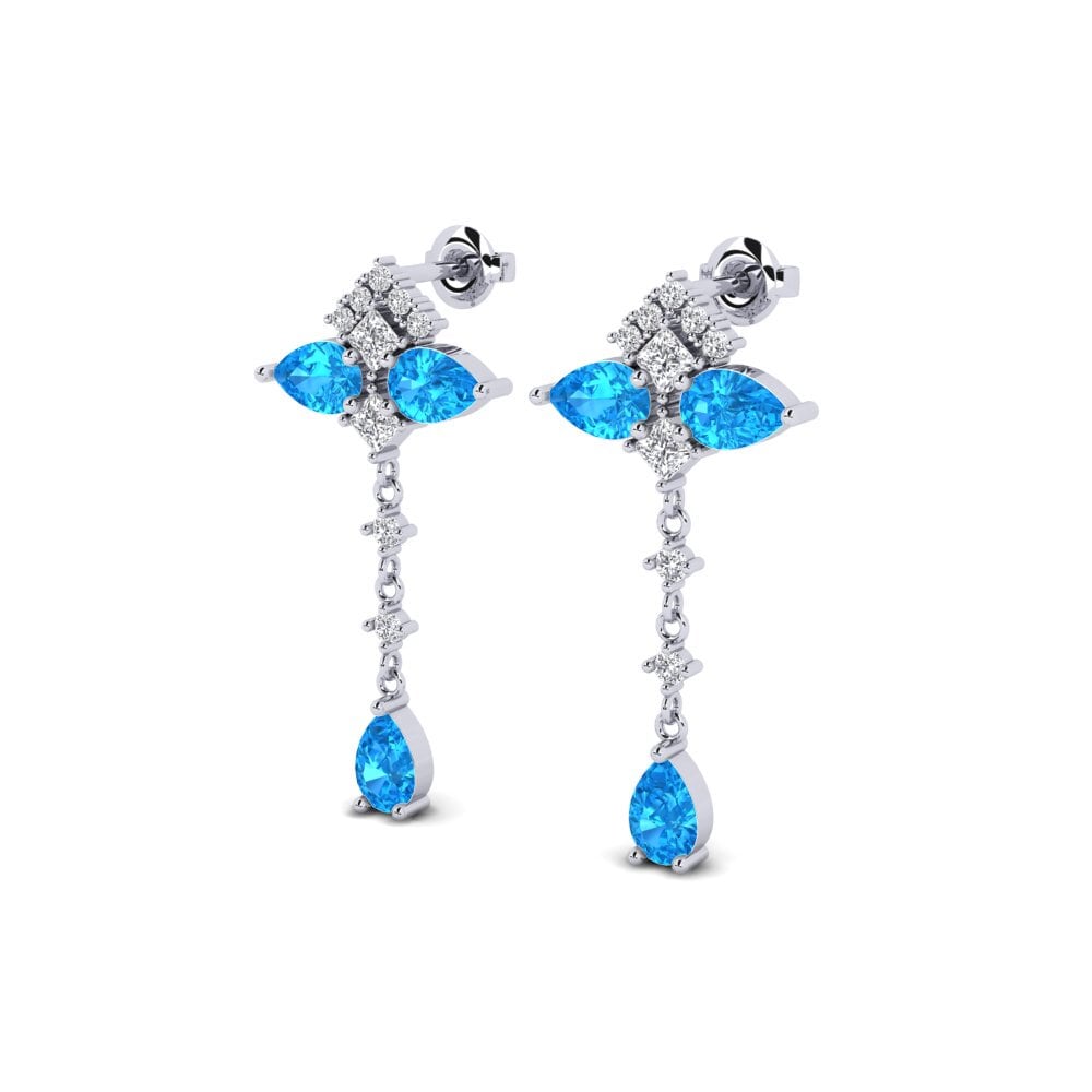 Topaze Bleue Boucle d'oreille femme Kounoupoi