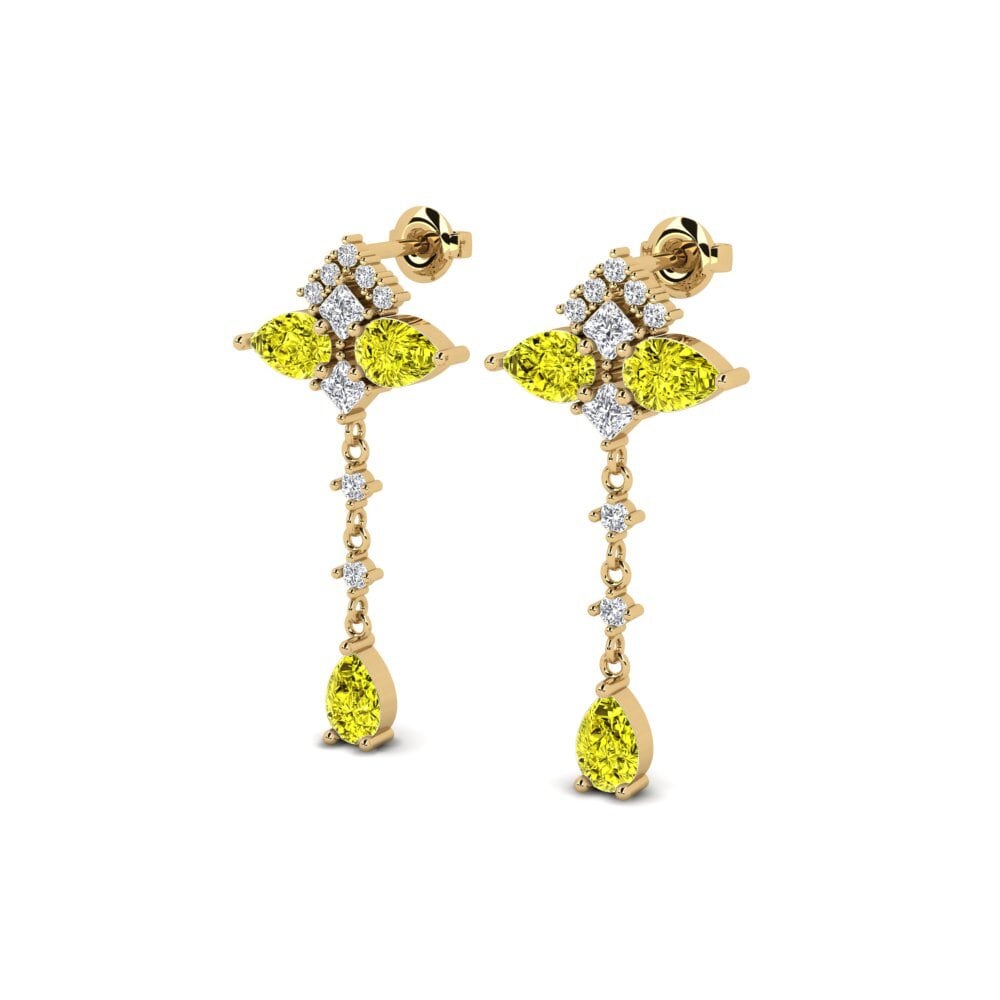 14k Yellow Gold Yellow Diamond Women's Earring Kounoupoi