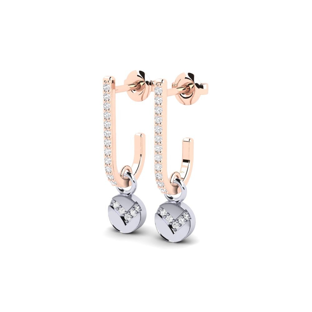 9k Oro Rosa/Blanco Pendiente de mujer Kresanica