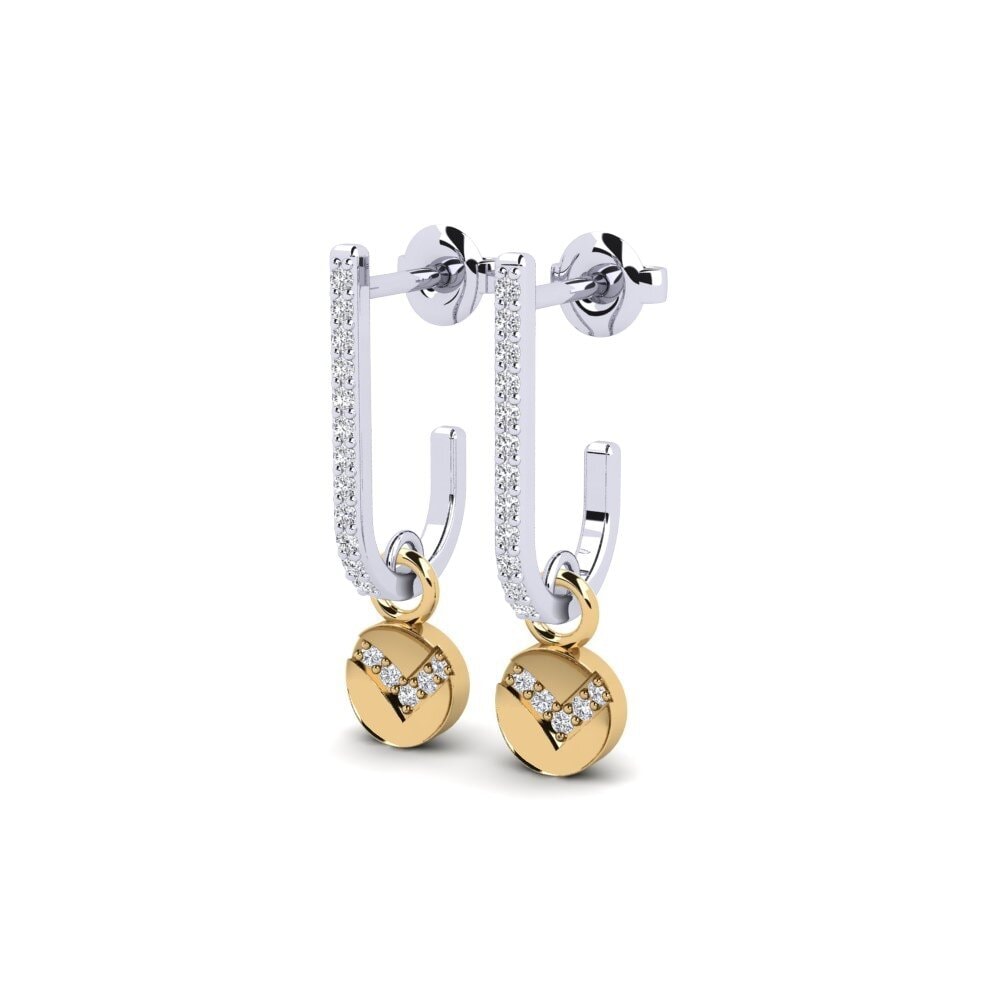 Ouro Amarelo Branco 14K Brincos Feminino Kresanica