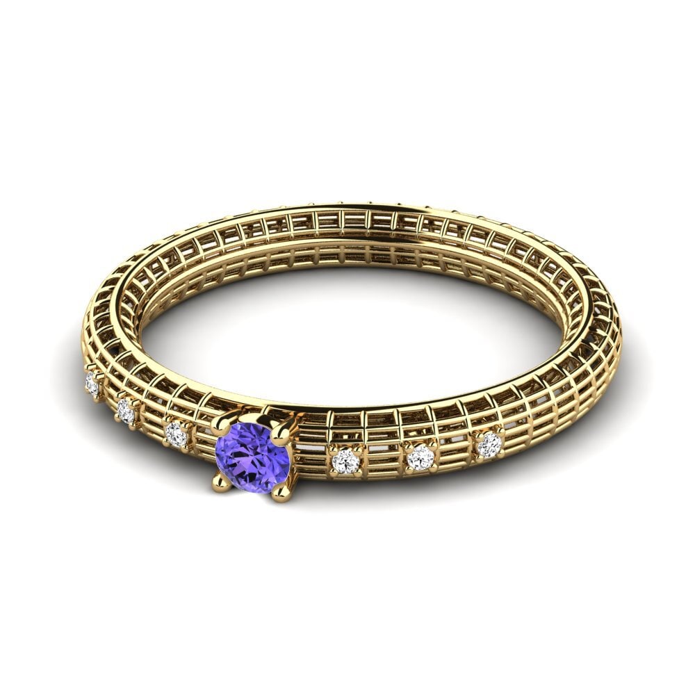 18k Oro Amarillo Tanzanita Anillo de Mujer Krishna