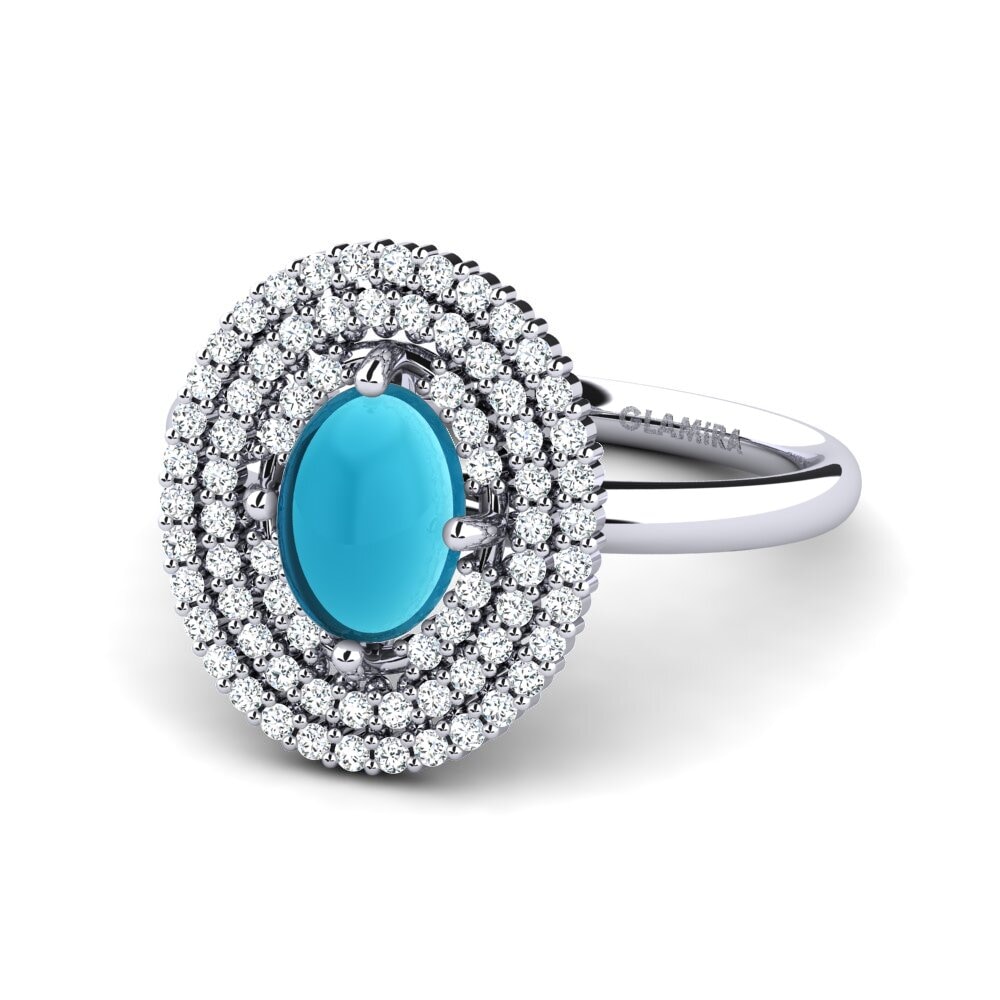 Topacio Azul Cabujón Anillo Kristana
