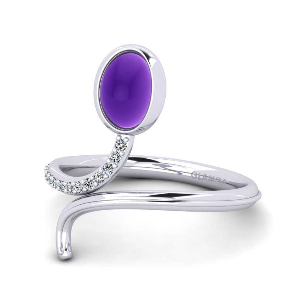 950 Palladium Cabochon Amethyst Ring Kristelle