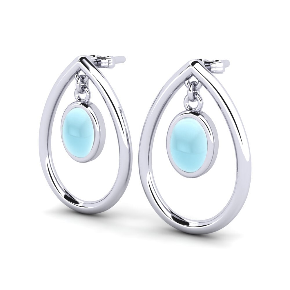 Đá Cabochon Aquamarine Bông tai nữ Kristien
