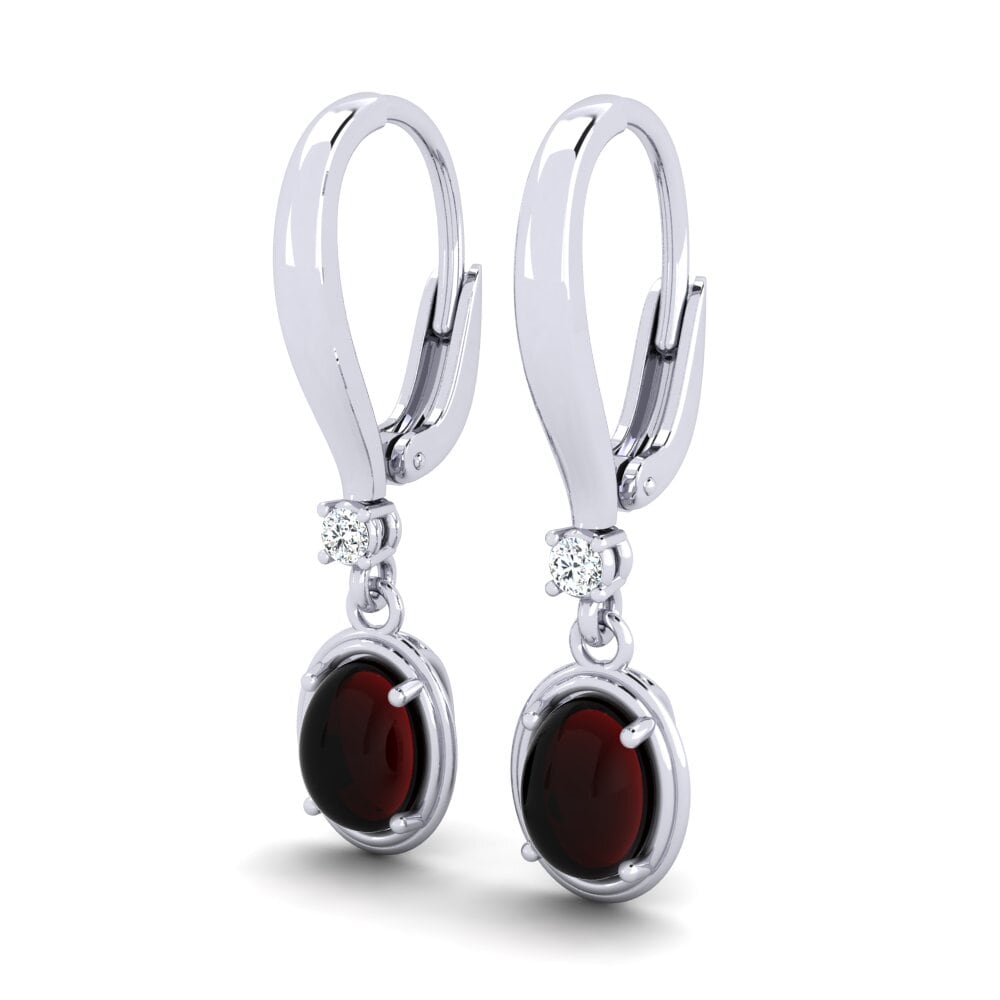 Platine 950 Grenat Cabochon Boucle d'oreille femme Kristle