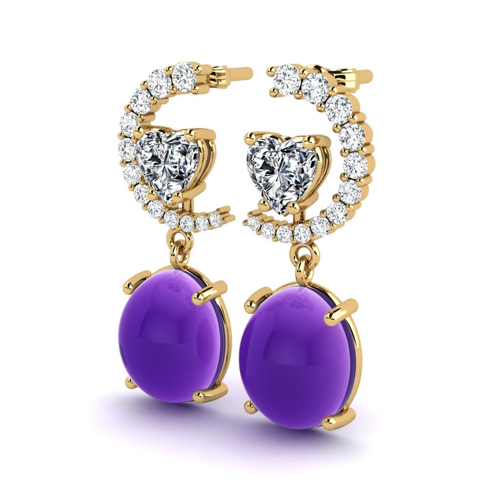14ct Yellow Gold Cabochon Oval Women's Earring Kristy