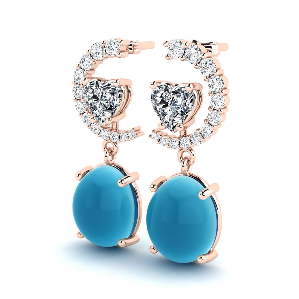 Đá Cabochon Topaz Xanh Bông tai nữ Kristy