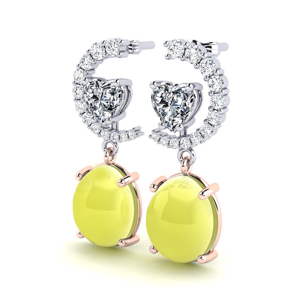 14k White & Rose Gold Cabochon Lemon Topaz Women's Earring Kristy